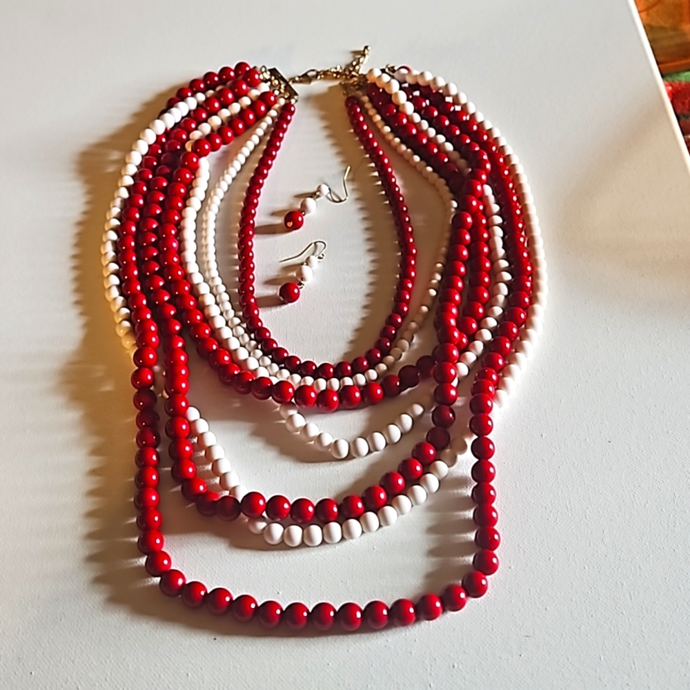7 strand necklace with earrings